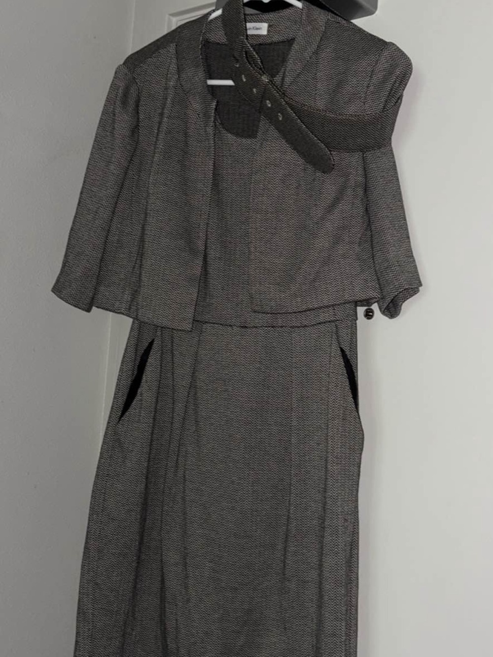 Calvin Klein Gray Midi Dress and Cropped Jacket Set